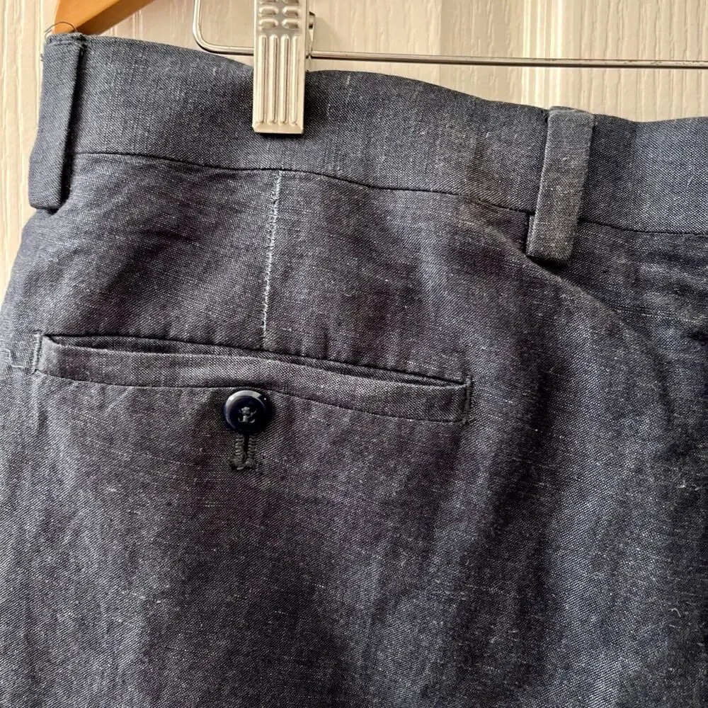 Louis Raphael Tailored Men's Linen Blend‎ Dress Pants 36x30 Navy Blue Preppy